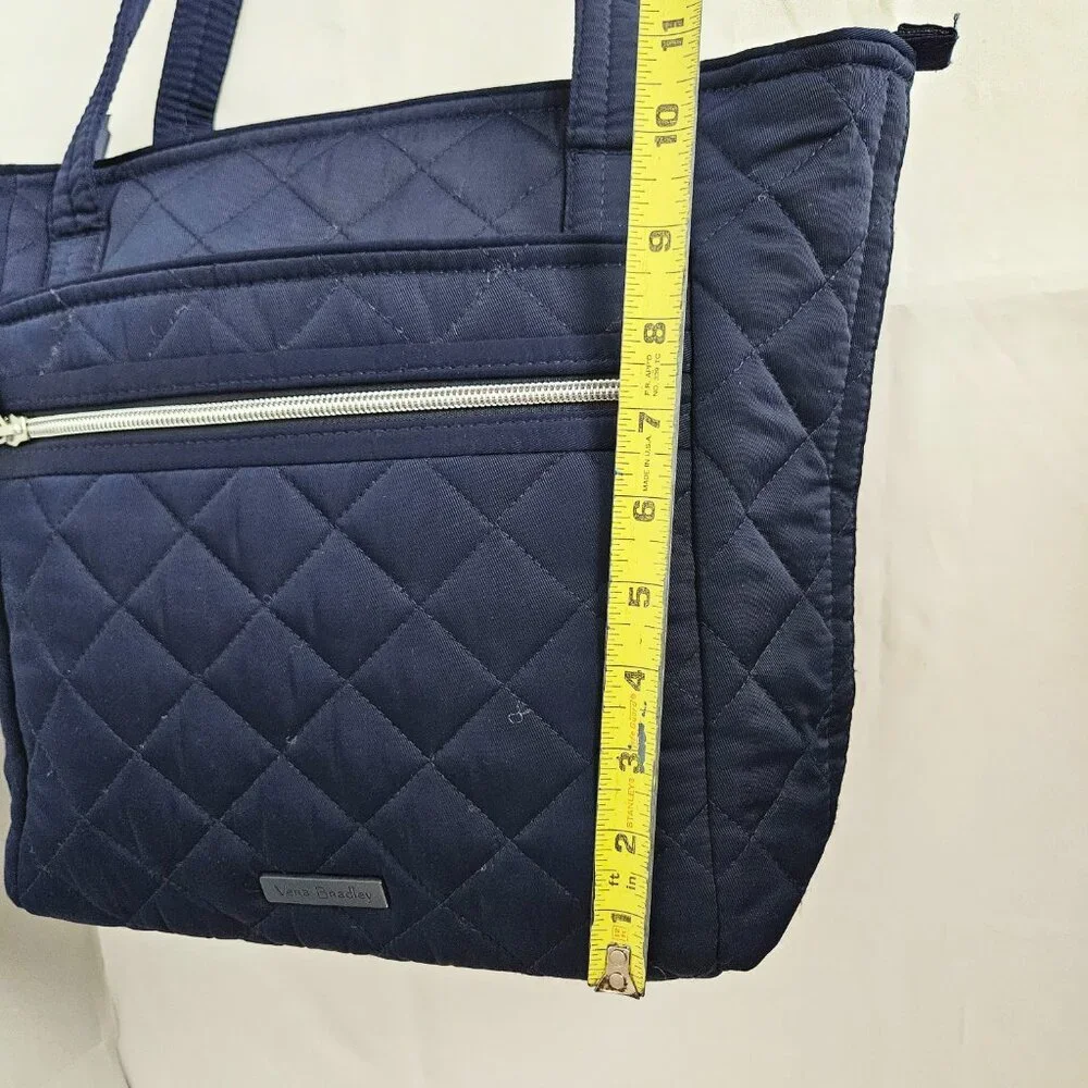 Vera Bradley Tote Bag Small w/ Zippers Performance Twill Classic Navy - Picture 11 of 14